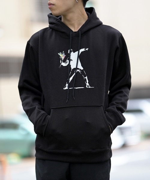 BRANDALISED（ブランダライズド）の「BRANDALISED ブランダライズド FLOWER　BOMBER P/Oパーカー（パーカー・メンズ・ブラック/杢グレー/ホワイト・MEDIUM/LARGE/X-LARGE）」の7枚目の写真