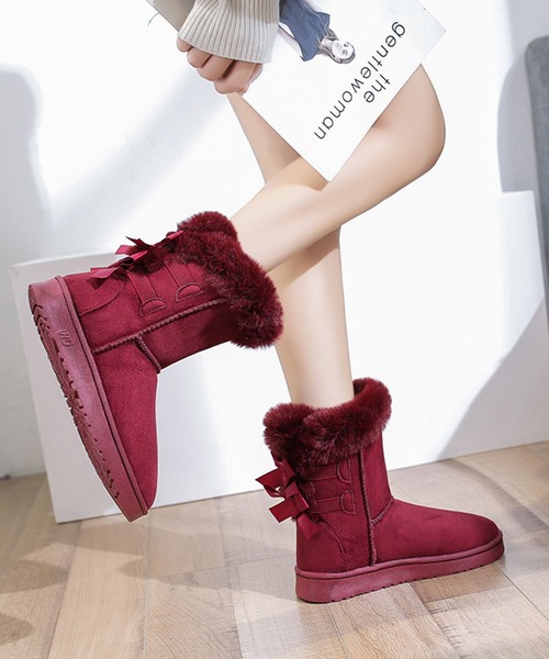 バックリボンファー付きムートンブーツ ブーツ Styleblock スタイルブロック のファッション通販 Zozotown