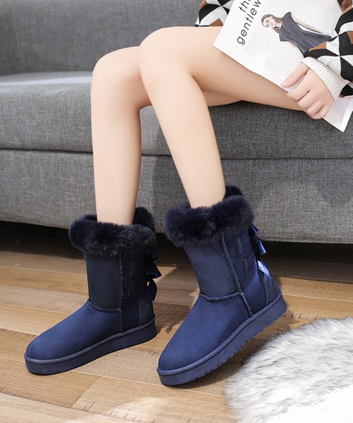 バックリボンファー付きムートンブーツ ブーツ Styleblock スタイルブロック のファッション通販 Zozotown