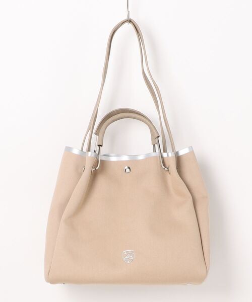 THREE DOG NIGHT(スリードッグナイト)の「STUART Metal handle 2way Tote Bag トートバック ショルダーバック(ショルダーバッグ・レディース・ブラック/ベージュ・ONE SIZE)」の2枚目の写真