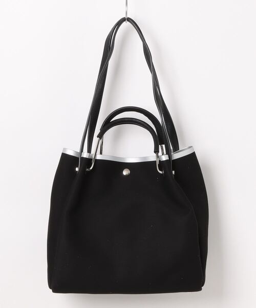 THREE DOG NIGHT(スリードッグナイト)の「STUART Metal handle 2way Tote Bag トートバック ショルダーバック(ショルダーバッグ・レディース・ブラック/ベージュ・ONE SIZE)」の3枚目の写真
