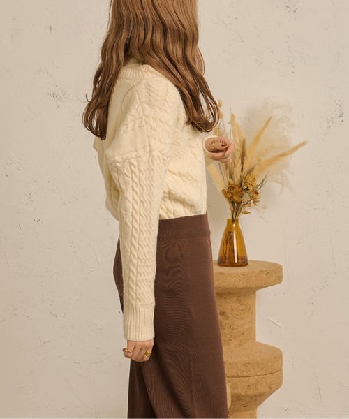 Ambre Neige（アンブルネージュ）の「セットアップ（Vネックニット×ニットパンツ）／【WEB/EC限定商品】（セットアップ・レディース・ダークブラウン/アイボリー/ライトブラウン・FREE）」の18枚目の写真