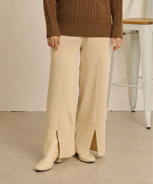 Ambre Neige（アンブルネージュ）の「セットアップ（Vネックニット×ニットパンツ）／【WEB/EC限定商品】（セットアップ・レディース・ダークブラウン/アイボリー/ライトブラウン・FREE）」の12枚目の写真