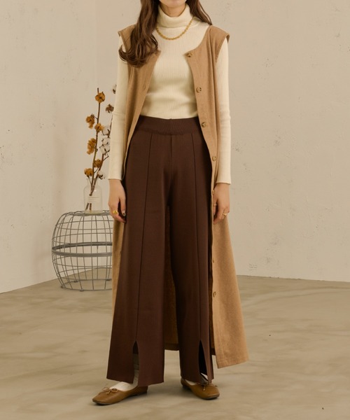 Ambre Neige（アンブルネージュ）の「セットアップ（Vネックニット×ニットパンツ）／【WEB/EC限定商品】（セットアップ・レディース・ダークブラウン/アイボリー/ライトブラウン・FREE）」の15枚目の写真