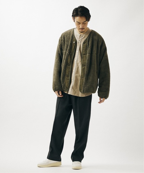 JOURNAL STANDARD（ジャーナルスタンダード）の「ボアフリース ワイド カーディガン（ブルゾン・メンズ・カーキ/ブラック/ベージュ・LARGE/MEDIUM）」の4枚目の写真