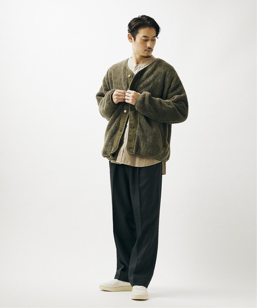 JOURNAL STANDARD（ジャーナルスタンダード）の「ボアフリース ワイド カーディガン（ブルゾン・メンズ・カーキ/ブラック/ベージュ・LARGE/MEDIUM）」の6枚目の写真