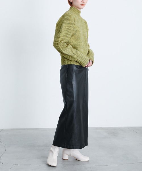 select MOCA（セレクトモカ）の「2021 AW デザインスリーブミックスリブショートニット（ニット/セーター・レディース・ライトグリーン/ミント/ラベンダー/チェリーレッド・FREE）」の6枚目の写真