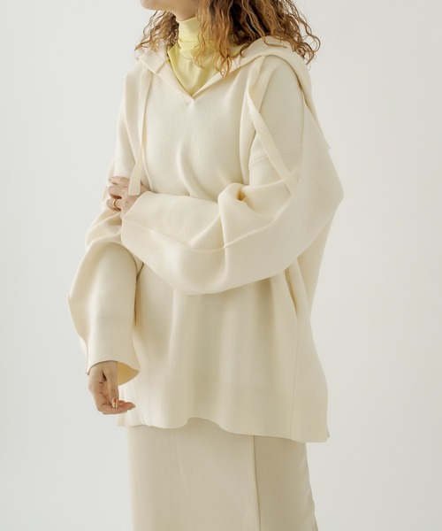 mystic（ミスティック）の「ニットパーカー（パーカー・レディース・チャコールグレー/グリーン/アイボリー・FREE）」の10枚目の写真