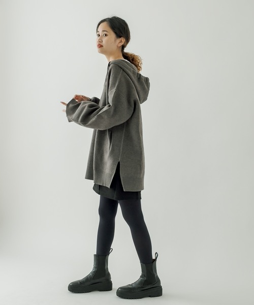 mystic（ミスティック）の「ニットパーカー（パーカー・レディース・チャコールグレー/グリーン/アイボリー・FREE）」の4枚目の写真