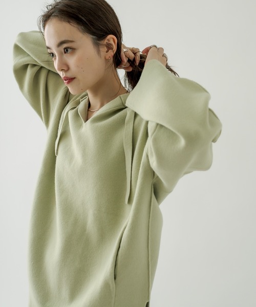 mystic（ミスティック）の「ニットパーカー（パーカー・レディース・チャコールグレー/グリーン/アイボリー・FREE）」の16枚目の写真