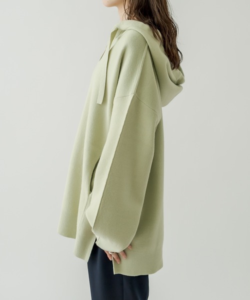 mystic（ミスティック）の「ニットパーカー（パーカー・レディース・チャコールグレー/グリーン/アイボリー・FREE）」の6枚目の写真