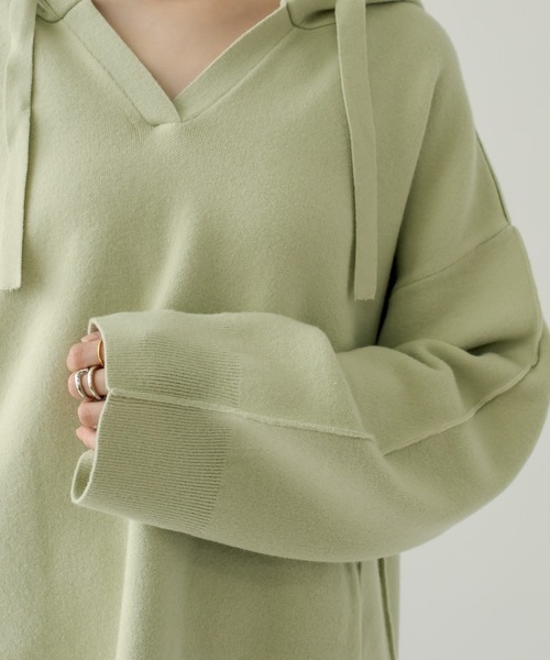 mystic（ミスティック）の「ニットパーカー（パーカー・レディース・チャコールグレー/グリーン/アイボリー・FREE）」の17枚目の写真