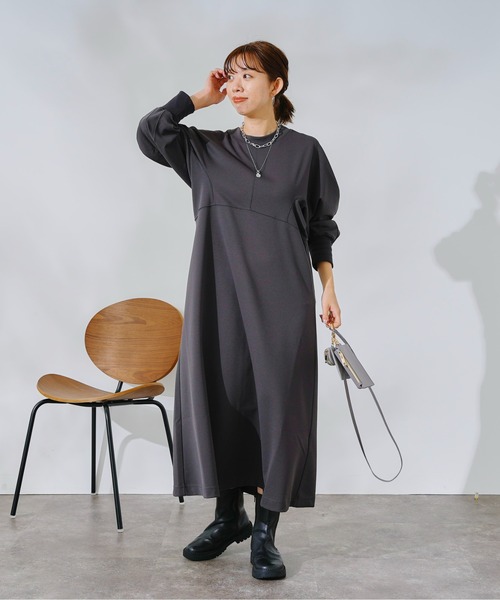 新色追加 ワンピース ドレス ドルマン切替カットワンピース