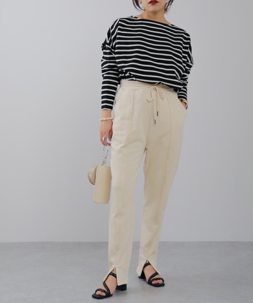 ap retro(アプレトロ)の「【apretro】スウェットジョガーパンツ / スリットジョガーパンツ/ジョグパンツ(スウェットパンツ・レディース・アイボリー/オートミール/ブラック/グレイッシュベージュ・FREE)」の13枚目の写真