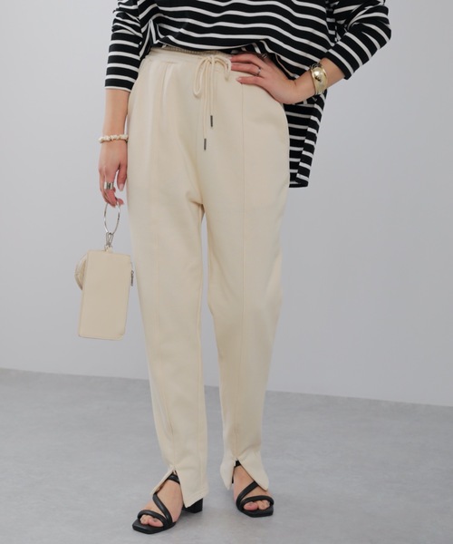 ap retro(アプレトロ)の「【apretro】スウェットジョガーパンツ / スリットジョガーパンツ/ジョグパンツ(スウェットパンツ・レディース・アイボリー/オートミール/ブラック/グレイッシュベージュ・FREE)」の5枚目の写真