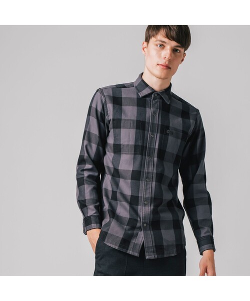 LACOSTE（ラコステ）の「リバーシブルフランネルシャツ（シャツ/ブラウス・メンズ・アイボリー/グレー/ライトブラウン/ブラック/ネイビー/カーキ・38/39/40/41）」の3枚目の写真