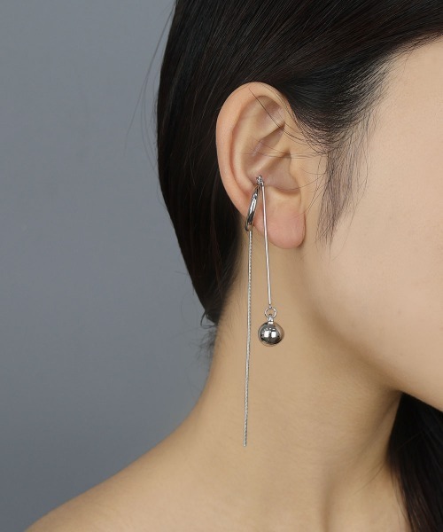 【ARIBOL】★人気・18Kメッキ★ロングドロップイヤーカフ★バラ セール】メタルボール ドロップ チェーン ロング イヤーカフ