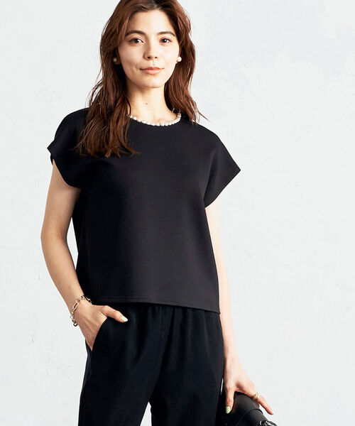 NOLLEY’S（ノーリーズ）の「◇【WEB限定】パール付きダンボールブラウス（シャツ/ブラウス・レディース・ブラック/ネイビー/オフホワイト・FREE）」の3枚目の写真