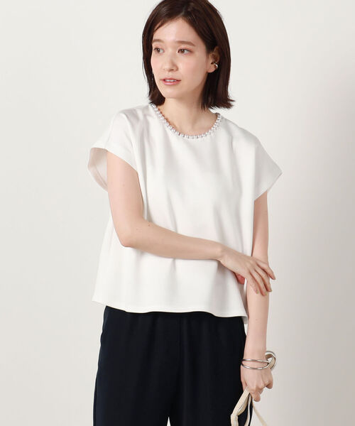 NOLLEY’S（ノーリーズ）の「◇【WEB限定】パール付きダンボールブラウス（シャツ/ブラウス・レディース・ブラック/ネイビー/オフホワイト・FREE）」の9枚目の写真