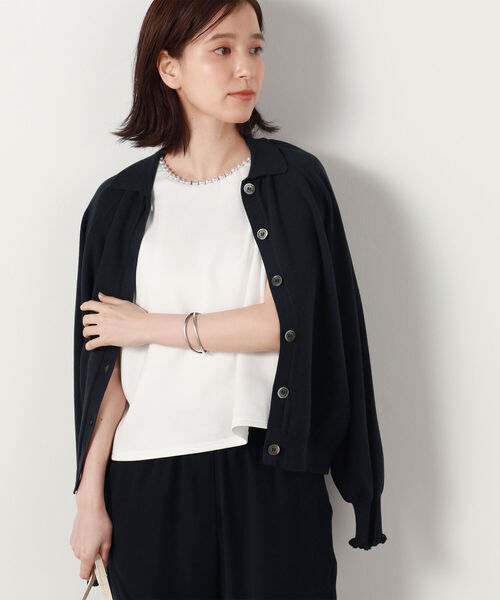 NOLLEY’S（ノーリーズ）の「◇【WEB限定】パール付きダンボールブラウス（シャツ/ブラウス・レディース・ブラック/ネイビー/オフホワイト・FREE）」の7枚目の写真