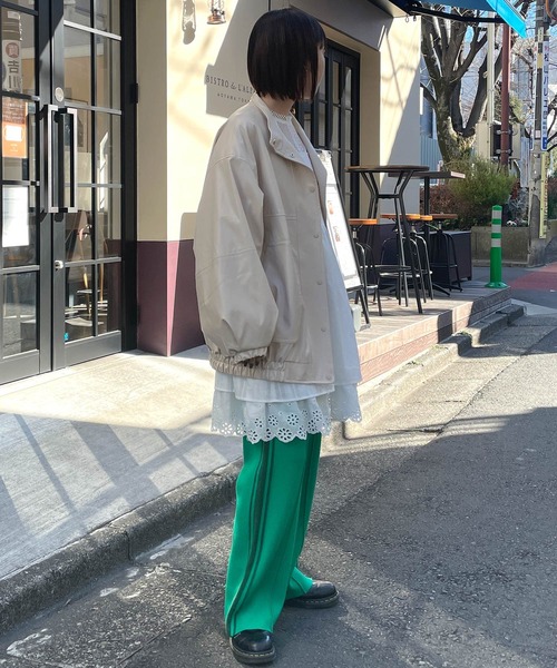 Alley by w closet（アリーバイダブルクローゼット）の「【Alley】フェイクレザーBIGブルゾン（ブルゾン・レディース・アイボリー/ブラック/ライム/ライトベージュ・FREE）」の20枚目の写真