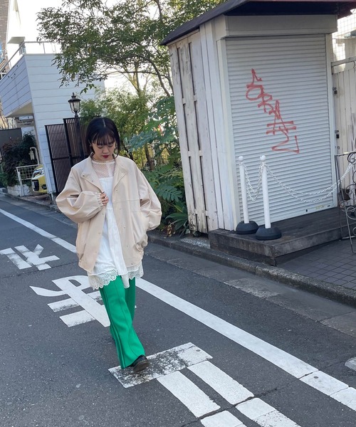 Alley by w closet（アリーバイダブルクローゼット）の「【Alley】フェイクレザーBIGブルゾン（ブルゾン・レディース・アイボリー/ブラック/ライム/ライトベージュ・FREE）」の15枚目の写真