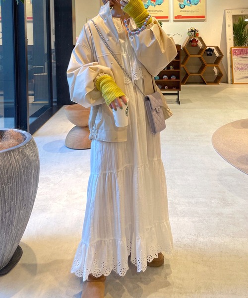 Alley by w closet（アリーバイダブルクローゼット）の「【Alley】フェイクレザーBIGブルゾン（ブルゾン・レディース・アイボリー/ブラック/ライム/ライトベージュ・FREE）」の6枚目の写真