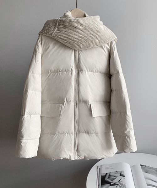 ジャケット アウター Aimoha アイモハ のダウンジャケット コート 韓国風肩掛けニットマフラーフード付け立ち襟ダウンジャケット Jzy2107a を購入できます Aimoha 韓国風肩掛けニットマフラーフード付け立ち襟ダウンジャケット ダウンジャケット コート