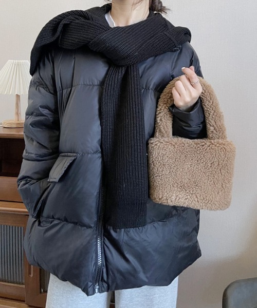 セール 韓国風肩掛けニットマフラーフード付け立ち襟ダウンジャケット ダウンジャケット コート Aimoha アイモハ のファッション通販 Zozotown