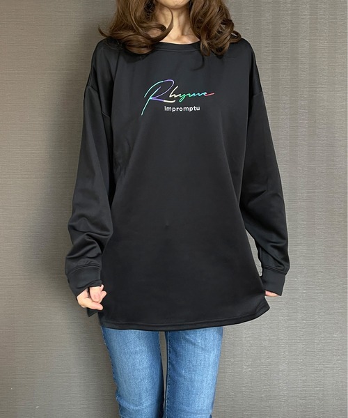 GGD(ジージーディー)の「ビック トレーナー バックプリント レインボー 刺繍 ビックシルエット ストレッチ(スウェット・メンズ・ブラック/ホワイト/チャコールグレー・M/L/LL)」の3枚目の写真