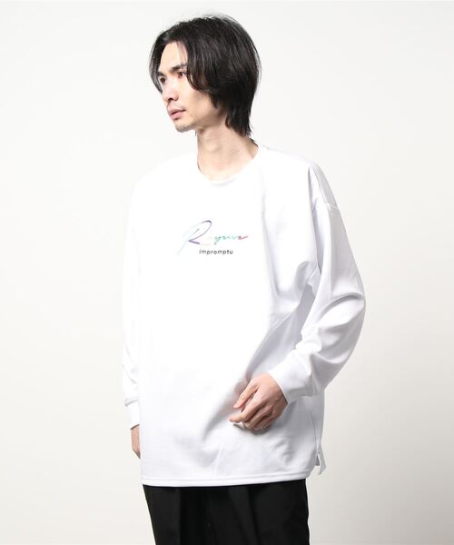 GGD(ジージーディー)の「ビック トレーナー バックプリント レインボー 刺繍 ビックシルエット ストレッチ(スウェット・メンズ・ブラック/ホワイト/チャコールグレー・M/L/LL)」の21枚目の写真