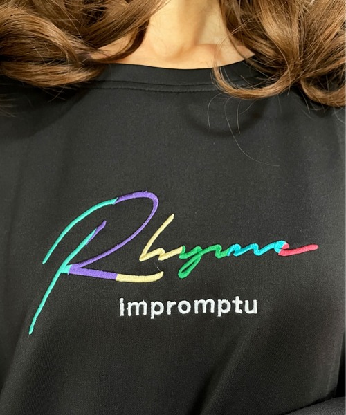 GGD(ジージーディー)の「ビック トレーナー バックプリント レインボー 刺繍 ビックシルエット ストレッチ(スウェット・メンズ・ブラック/ホワイト/チャコールグレー・M/L/LL)」の8枚目の写真