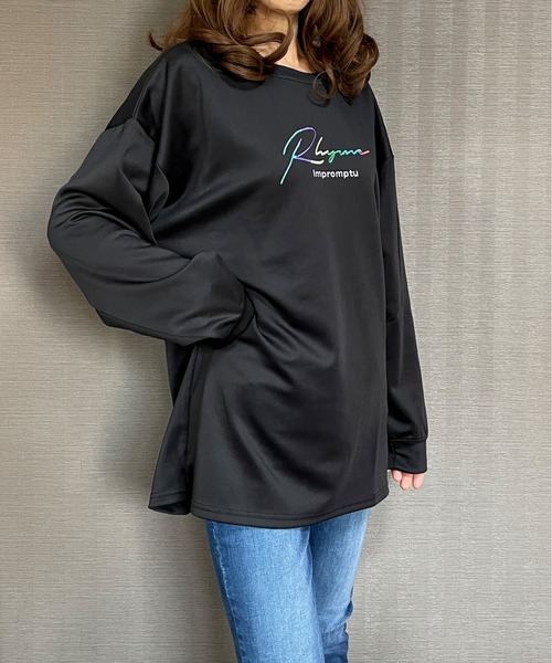 GGD(ジージーディー)の「ビック トレーナー バックプリント レインボー 刺繍 ビックシルエット ストレッチ(スウェット・メンズ・ブラック/ホワイト/チャコールグレー・M/L/LL)」の9枚目の写真