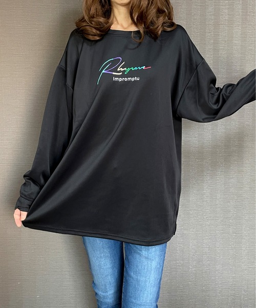 GGD(ジージーディー)の「ビック トレーナー バックプリント レインボー 刺繍 ビックシルエット ストレッチ(スウェット・メンズ・ブラック/ホワイト/チャコールグレー・M/L/LL)」の10枚目の写真