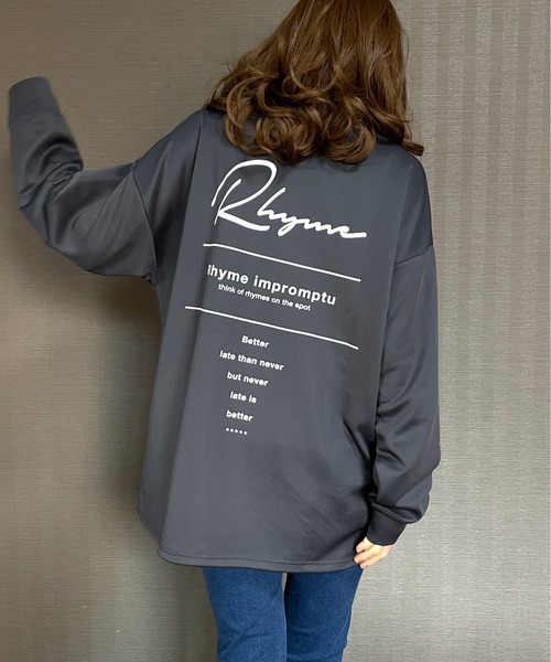 GGD(ジージーディー)の「ビック トレーナー バックプリント レインボー 刺繍 ビックシルエット ストレッチ(スウェット・メンズ・ブラック/ホワイト/チャコールグレー・M/L/LL)」の13枚目の写真