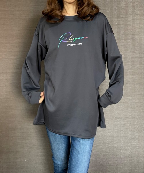 GGD(ジージーディー)の「ビック トレーナー バックプリント レインボー 刺繍 ビックシルエット ストレッチ(スウェット・メンズ・ブラック/ホワイト/チャコールグレー・M/L/LL)」の17枚目の写真