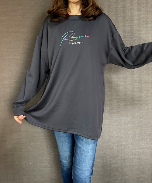 GGD(ジージーディー)の「ビック トレーナー バックプリント レインボー 刺繍 ビックシルエット ストレッチ(スウェット・メンズ・ブラック/ホワイト/チャコールグレー・M/L/LL)」の19枚目の写真