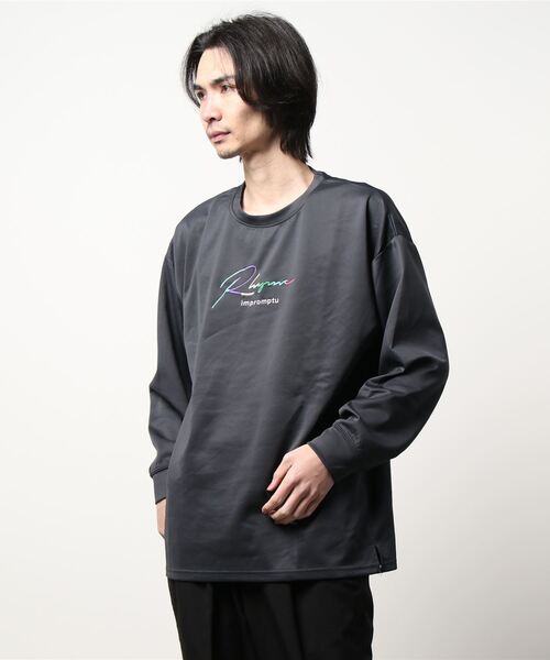 GGD(ジージーディー)の「ビック トレーナー バックプリント レインボー 刺繍 ビックシルエット ストレッチ(スウェット・メンズ・ブラック/ホワイト/チャコールグレー・M/L/LL)」の22枚目の写真