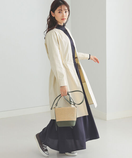 BEAMS HEART（ビームスハート）の「BEAMS HEART / ノーカラー ドロスト ワンピース（ワンピース・レディース・ベージュ/オリーブ/ネイビー/ホワイト系その他5・FREE）」の6枚目の写真