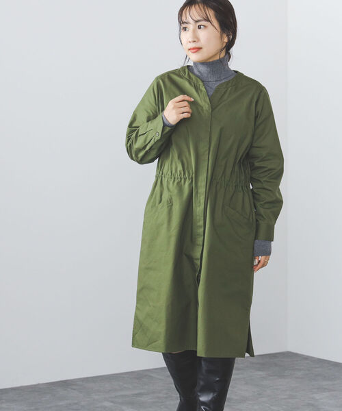 BEAMS HEART（ビームスハート）の「BEAMS HEART / ノーカラー ドロスト ワンピース（ワンピース・レディース・ベージュ/オリーブ/ネイビー/ホワイト系その他5・FREE）」の12枚目の写真