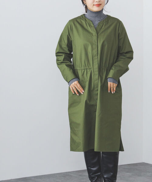 BEAMS HEART（ビームスハート）の「BEAMS HEART / ノーカラー ドロスト ワンピース（ワンピース・レディース・ベージュ/オリーブ/ネイビー/ホワイト系その他5・FREE）」の13枚目の写真