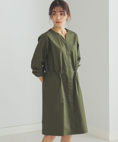 BEAMS HEART（ビームスハート）の「BEAMS HEART / ノーカラー ドロスト ワンピース（ワンピース・レディース・ベージュ/オリーブ/ネイビー/ホワイト系その他5・FREE）」の14枚目の写真