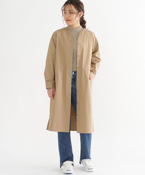 BEAMS HEART（ビームスハート）の「BEAMS HEART / ノーカラー ドロスト ワンピース（ワンピース・レディース・ベージュ/オリーブ/ネイビー/ホワイト系その他5・FREE）」の17枚目の写真