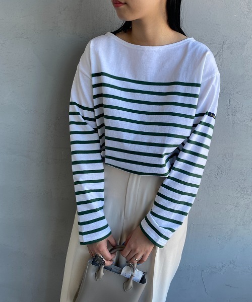 Le Minor（ルミノア）の「[LE MINOR/ルミノア] JEANNE ビッグシルエット パネルボーダーTシャツ（Tシャツ/カットソー・レディース・ブラック/ブルー/グリーン・1）」の3枚目の写真