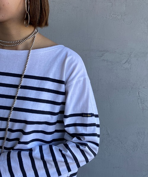 Le Minor（ルミノア）の「[LE MINOR/ルミノア] JEANNE ビッグシルエット パネルボーダーTシャツ（Tシャツ/カットソー・レディース・ブラック/ブルー/グリーン・1）」の10枚目の写真