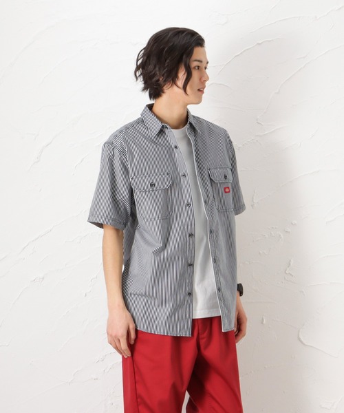 Dickies(ディッキーズ)の「Dickies ディッキーズ ヒッコリーストライプワークシャツ(シャツ/ブラウス・メンズ・アイボリー/ネイビー・M/L/XL)」の12枚目の写真