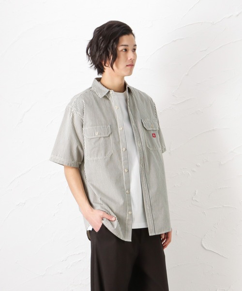 Dickies(ディッキーズ)の「Dickies ディッキーズ ヒッコリーストライプワークシャツ(シャツ/ブラウス・メンズ・アイボリー/ネイビー・M/L/XL)」の19枚目の写真