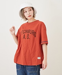 CUBE SUGAR（キューブシュガー）の「綿ボイルロゴプリント半袖プルオーバーシャツ（Tシャツ/カットソー）」