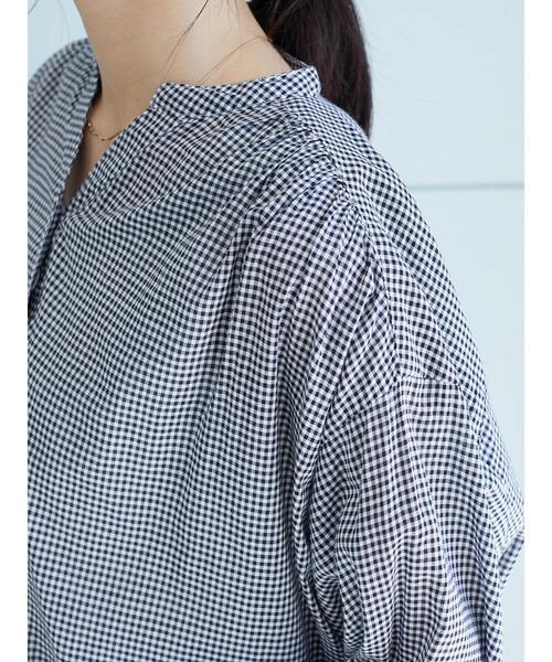 CRAFT STANDARD BOUTIQUE(クラフトスタンダードブティック)の「スキッパーバックギャザーブラウス *(シャツ/ブラウス・レディース・ブルー系その他6/ブルー系その他4/チェック・M/L)」の21枚目の写真
