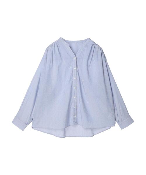 CRAFT STANDARD BOUTIQUE(クラフトスタンダードブティック)の「スキッパーバックギャザーブラウス *(シャツ/ブラウス・レディース・ブルー系その他6/ブルー系その他4/チェック・M/L)」の6枚目の写真